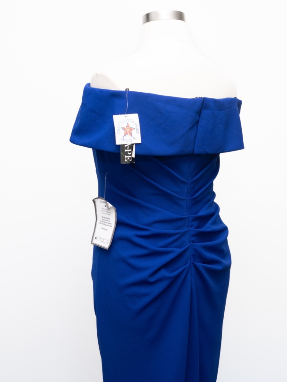 XSCAPE - "Camila" Long Off the Shoulder Scuba Crepe Dress - Picture 8 of 12